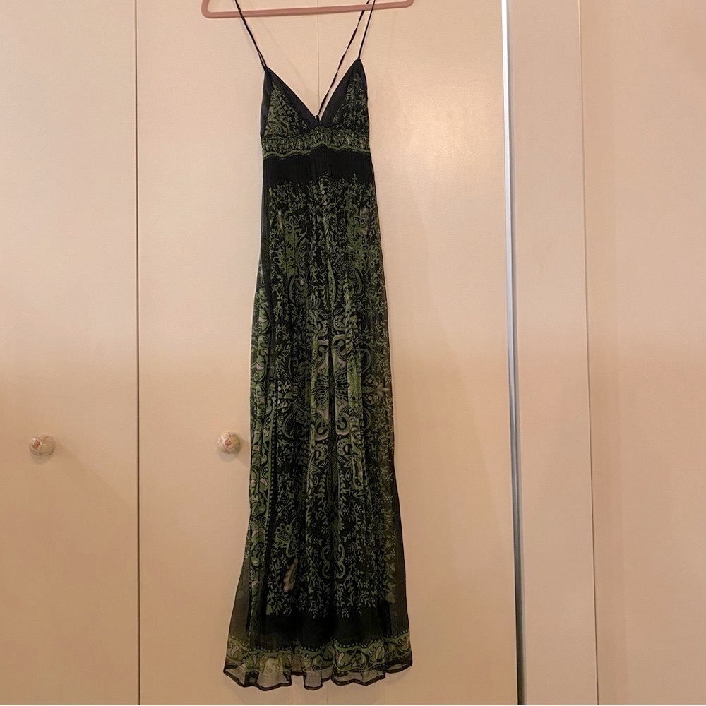 Bebe Silk Paisley Maxi Dress
